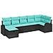 Set Divano da Giardino con cuscino 7 pcs Nero polyrattan - Foto miniatura 1
