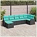 Set Divano da Giardino con cuscino 7 pcs Nero polyrattan - Foto miniatura 2