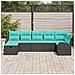 Set Divano da Giardino con cuscino 7 pcs Nero polyrattan - Foto miniatura 3