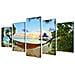 5 Pz Set Stampa Su Tela Da Muro Spiaggia Di Sabbia Con Amaca 200x100cm - Foto miniatura 1