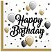 Procos - 20 Tovaglioli Di Carta Happy Birthday Oro Argento E Nero - Foto miniatura 1