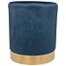 Pouf Salotto Camera Rotondo Imbottito Modello Cilindro Velvet In Tinta Unita Pouf Blu - Foto miniatura 1