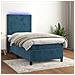 Letto A Molle Con Materasso E Led Blu Scuro 80x200cm In Velluto - Foto miniatura 8