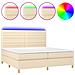 Letto a Molle Materasso e LED bianco 200x200cm in Tessuto - Foto miniatura 1