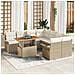 Set di Divani da Giardino  9 Pezzi con Cuscini Beige Polyrattan, Divano da Giardino 2 Posti  con Ripostiglio e Cuscini Beige Polyrattan - Foto miniatura 2