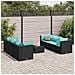 Set Salotto da Giardino con Cuscini 7pz Nero Polyrattan - Foto miniatura 2