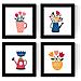 Set Di 4 Stampe Fogli Quadrati Con Illustrazioni Di Mazzi Di Fiori Sorprendenti Nordico Stile Scandinavo Senza Cornice 20x20 Cm - Foto miniatura 1