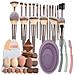 Set Di 20 Pennelli Trucco Con Spugne, Ciotola Per La Pulizia E Rasoi Per Sopracciglia - Kit Di Pennelli Cosmetici Multicolore - Foto miniatura 1