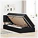 Letto con contenitore e LED con led Nero 90 x 200 cm Tessuto - Foto miniatura 4
