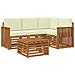 Set di divani da esterno con cuscino 5 pcs Naturale e Crema - Foto miniatura 1