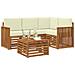 Set di divani da esterno con cuscino 5 pcs Naturale e Crema - Foto miniatura 3