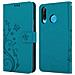 Custodia Compatibile Con Huawei P30 Lite In Blu Fiore - Coperchio Protettivo In Design Floreale Con Chiusura Magnetica, Funzione Stand E Slot Per Carte - Foto miniatura 8