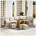 Set di Divani da Giardino  9 Pezzi con Cuscini Beige Rattan Acacia, Set di Mobili da Giardino  3 Pezzi con Cuscini Beige Rattan Acacia - Foto miniatura 2