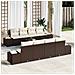 Set Divano da Giardino a 7 Pezzi con Cuscini Marrone Rattan Poliestere - Foto miniatura 2