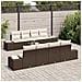 Set Divano da Giardino a 7 Pezzi con Cuscini Marrone Rattan Poliestere - Foto miniatura 3