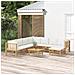 Set Salotto da Giardino 9pz con Cuscini Bianco Crema in Bambù - Foto miniatura 2