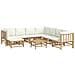 Set Salotto da Giardino 9pz con Cuscini Bianco Crema in Bambù - Foto miniatura 3