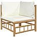 Set Salotto da Giardino 9pz con Cuscini Bianco Crema in Bambù - Foto miniatura 4