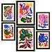 Set Di 6 Stampe Pittoreschi 2 Dipinti Decorativi Astratti Con Fiori Per Il Tuo Soggiorno, Camera Da Letto E Casa A3 & A4 Cornice Nera - Foto miniatura 1