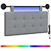 Testiera sospesa Con luce LED Grigio Chiaro Tessuto - Foto miniatura 1