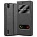 Custodia Compatibile Con Huawei P7 In Nero Cometa - Coperchio Protettivo Con Chiusura Magnetica, Funzione Stand E 2 Finestre Di Visualizzazione - Foto miniatura 1