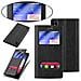 Custodia Compatibile Con Huawei P7 In Nero Cometa - Coperchio Protettivo Con Chiusura Magnetica, Funzione Stand E 2 Finestre Di Visualizzazione - Foto miniatura 2