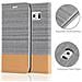Custodia Compatibile Con Samsung Galaxy S6 In Grigio Chiaro Marrone - Coperchio Protettiva Con Chiusura Magnetica, Funzione Stand E Tasca Per Le Carte - Foto miniatura 5