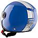 Casco Moto Jet Grafica Bianca Doppia Visiera Blu Lucido Open Face Omologato L - Foto miniatura 4