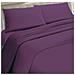 Set Completo Lenzuola 100% Microfibra - Francese, Lenzuolo Sopra 200 X 290 Cm, Lenzuolo Sotto 130/140 X 190/200 X 25 Cm, 2 Federe 52 X 82 Cm - Melanzana - Foto miniatura 1