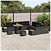 Set Divano da Giardino con cuscino 13 pcs Nero Poly Rattan - Foto miniatura 3