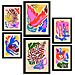 Set Di 6 Stampe Pittoreschi 3 Dipinti Decorativi Astratti Con Fiori Per Il Tuo Soggiorno, Camera Da Letto E Casa A3 & A4 Cornice Nera - Foto miniatura 1