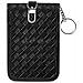 Custodia Schermante In Pelle Pu Intrecciata Per Chiavi Auto - Borsa Di Faraday Rfid Per Protezione Keyless Entry Black - Foto miniatura 3