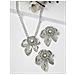 Set di Ciondolo e Orecchini a Fiore Brillanti Color Argento - Foto miniatura 2