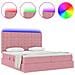 Letto con luci a strisce a LED Rosa 200 x 200 cm Velluto - Foto miniatura 4