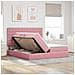Letto con luci a strisce a LED Rosa 200 x 200 cm Velluto - Foto miniatura 5