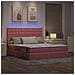 Letto con luci a strisce a LED Rosa 200 x 200 cm Velluto - Foto miniatura 6