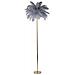 Lampada Da Terra Palm Grigia In Metallo Dorato Con Piume Di Struzzo - Foto miniatura 1