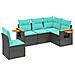 Set Divani Da Giardino 5 Pz Con Cuscini In Polyrattan Nero - Foto miniatura 2