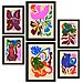 Set Di 6 Stampe Pittoreschi 4 Quadri Decorativi Astratti Con Fiori Per Il Tuo Soggiorno, Camera Da Letto E Casa A3 & A4 Cornice Nera - Foto miniatura 1