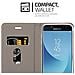 Custodia Compatibile Con Samsung Galaxy J3 2017 In Grigio Chiaro Marrone - Coperchio Protettiva Con Chiusura Magnetica, Funzione Stand E Tasca Per Le Carte - Foto miniatura 3