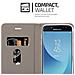 Custodia Compatibile Con Samsung Galaxy J3 2017 In Grigio Chiaro Marrone - Coperchio Protettiva Con Chiusura Magnetica, Funzione Stand E Tasca Per Le Carte - Foto miniatura 9
