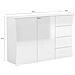 Credenza Tommaso, Madia Da Cucina A 2 Ante E 4 Cassetti, Buffet Da Soggiorno, 100% Made In Italy, Cm 124x40h82, Bianco Lucido - Foto miniatura 3