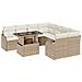 Set di Divani da Giardino  9 Pezzi con Cuscini Beige Rattan Poliestere, Divano da Giardino  2 Posti con Scaffale e Cuscini Beige Rattan Poliestere - Foto miniatura 1