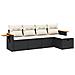 Set Divani da Giardino 5 pz con Cuscini in Polyrattan Nero - Foto miniatura 1