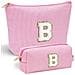 Set Di 2 Beauty Case Da Viaggio Con Lettera B - Tessuto Oxford, Rosa, Compatibile Con Accessori It - Foto miniatura 1
