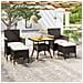 Set Mobili Da Pranzo Per Giardino 5 Pz Polyrattan E Acacia Nero - Foto miniatura 8