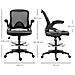 Sedia da Ufficio Traspirante ad Altezza Regolabile con Braccioli Ribaltabili, 64x60x106-126 cm, Nera - Foto miniatura 3