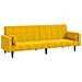 Divano Letto a 2 Posti con 2 Cuscini Giallo in Velluto - Foto miniatura 1