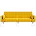 Divano Letto a 2 Posti con 2 Cuscini Giallo in Velluto - Foto miniatura 5