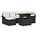 Set di Sofà da Giardino in 7 Pezzi con Cuscini in Nero Rattan Poliestere - Foto miniatura 1